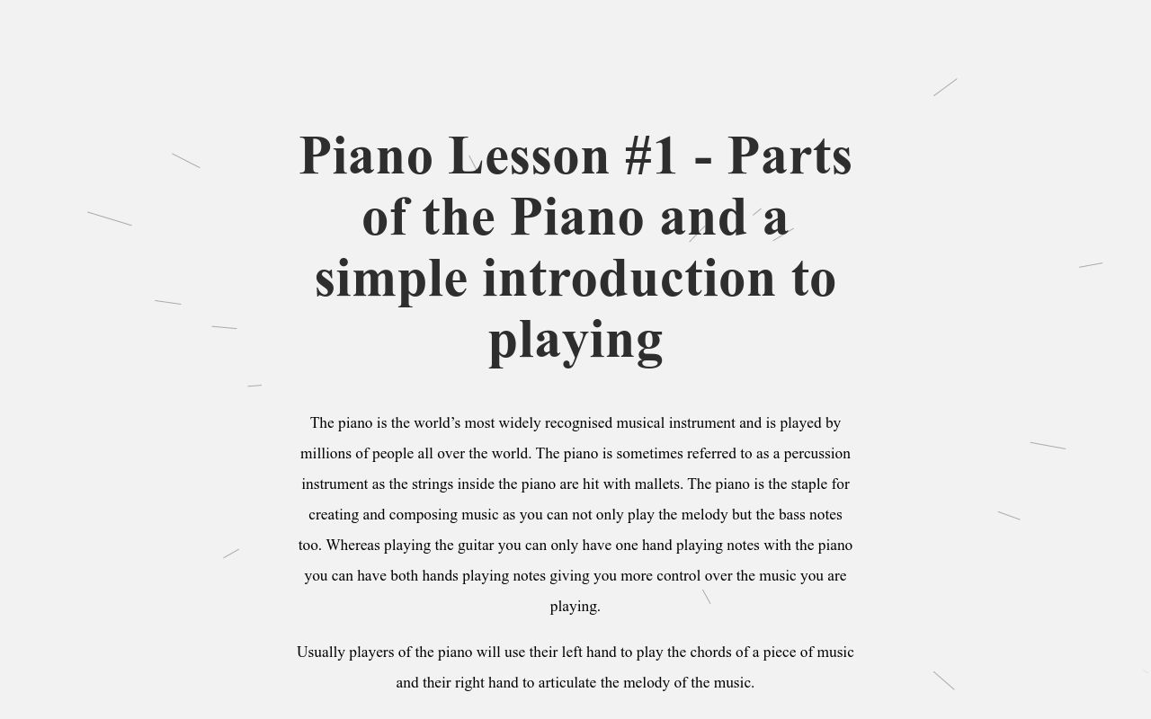 Piano Lesson 1 Piano Lesson 1